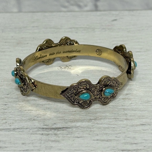 Samantha Wills Gold Plated Turquoise Engraved Adventure Into Wanderlust Bracelet - Picture 6 of 16